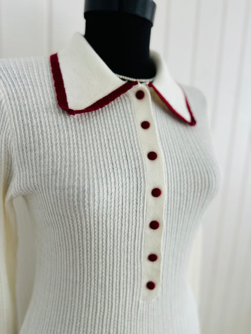 Pulover Polo Nathael-S/M și M/L▫️mix de lână și bumbac tricotat