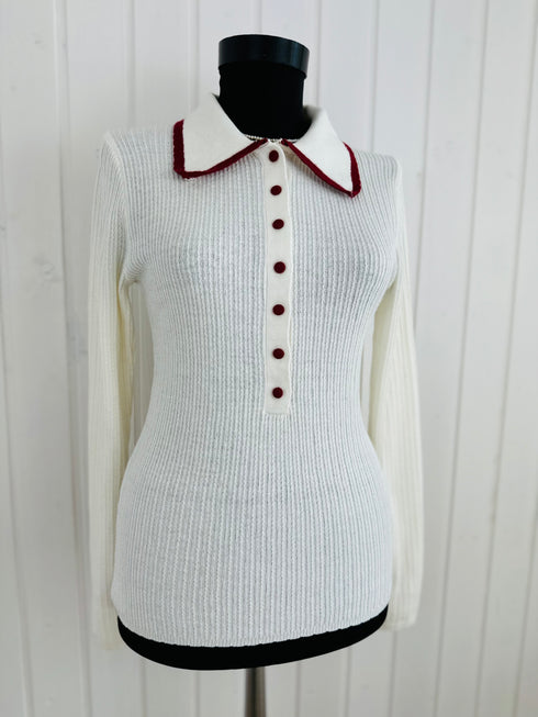 Pulover Polo Nathael-S/M și M/L▫️mix de lână și bumbac tricotat