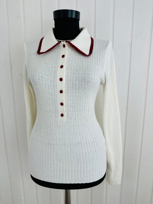 Pulover Polo Nathael-S/M și M/L▫️mix de lână și bumbac tricotat