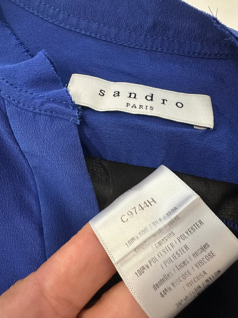Cămașă Sandro Paris-S/M▫️100% mătase naturală și voal blend vascoza spate